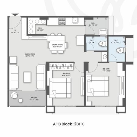 A & B Block — 2 BHK