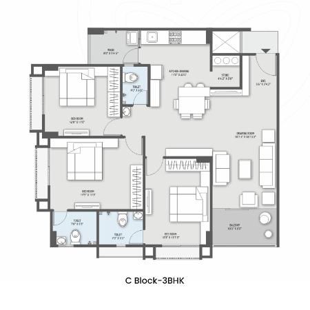 C Block — 3 BHK
