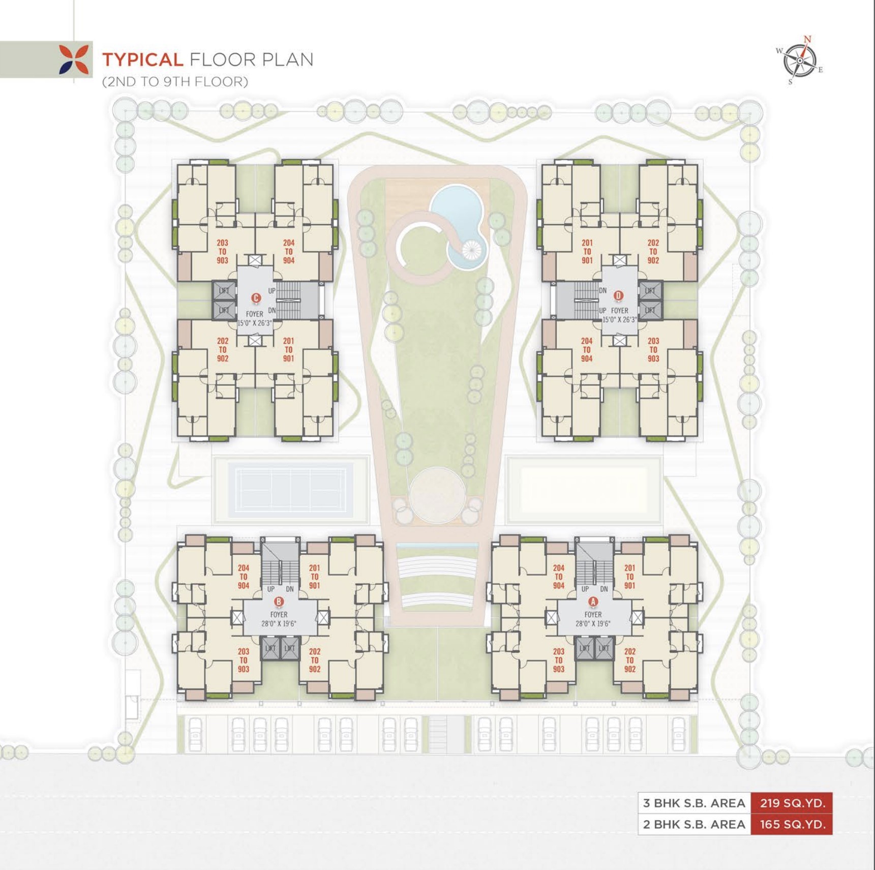 Typical Floor Plan (2nd – 9th)